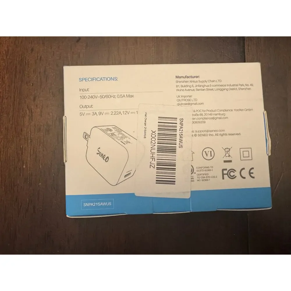 Seneo USB-C PD Charger 20W NIB Model PA215A